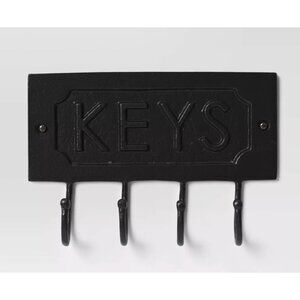 Threshold Black Elegant Entryway Welcome Display, 4-Hook Organizer